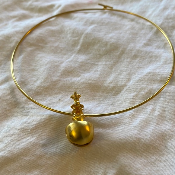 Jewelry - Gold tone choker with bell great for Christmas used